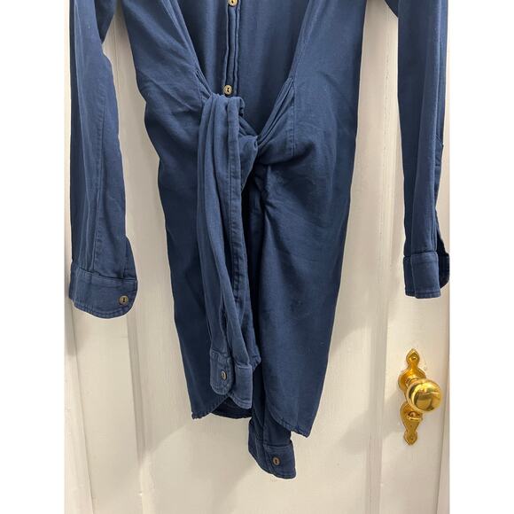 Current Elliott Tie Waist Shirt Dress, Navy Blue size 3 Large - Picture 4 of 7